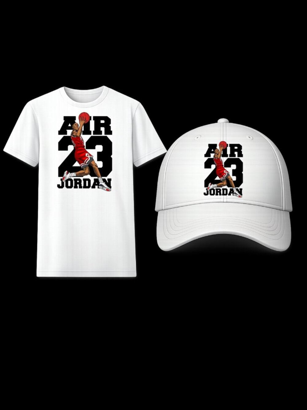 Men XL White Air 23 Shirt and Hat Combo